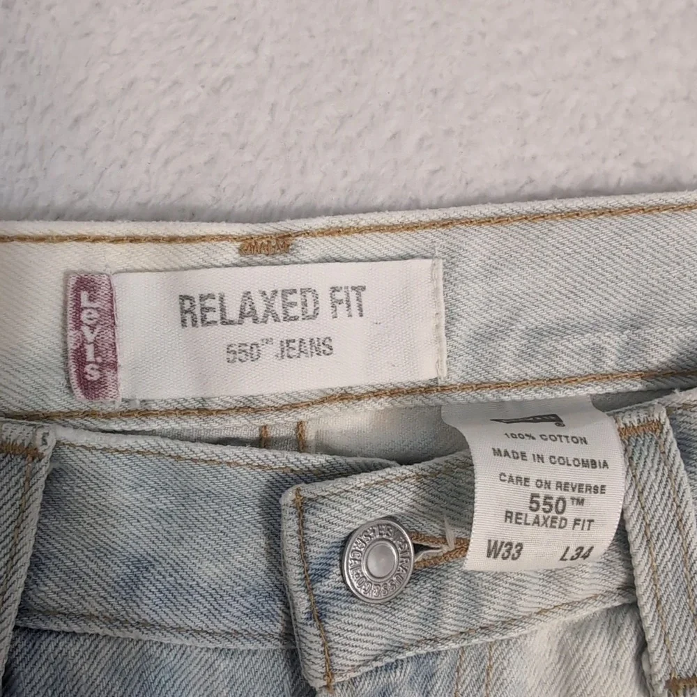 Vintage Levis 550 Jeans Light Blue‎ Acid Wash Custom Pockets '02 33x34 Relaxed